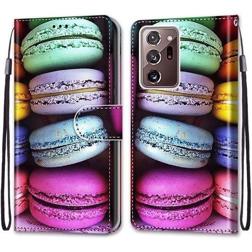 Etui En Pu 360 Protection Full Cuir Pour Samsung Galaxy Note20 Ultra Coque Flip Case Housse ¿¿ Rabat Portefeuille ¿¿Tui Et Silicone Interne Cover Anti Choc Motif Biscuits Color¿¿S Protection