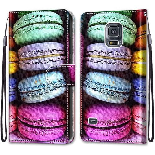 Etui En Pu 360 Protection Full Cuir Pour Samsung Galaxy S5 5.1" Coque Flip Case Housse ¿¿ Rabat Portefeuille ¿¿Tui Et Silicone Interne Cover Anti Choc Poche Motif Biscuits Color¿¿S Protection