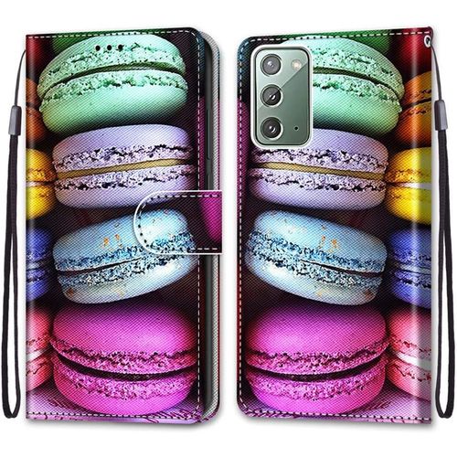 Etui En Pu 360 Protection Full Cuir Pour Samsung Galaxy Note20 Coque Flip Case Housse ¿¿ Rabat Portefeuille ¿¿Tui Et Silicone Interne Cover Anti Choc Poche Motif Biscuits Color¿¿S Protection
