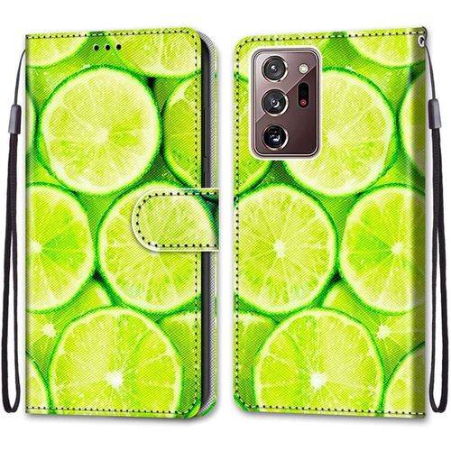 Coque En Pu Cuir Pour Samsung Note20 Ultra Flip Cover Clapet De Protection Portefeuille Avec Motif Citron Vert Housse Magn¿¿Tique Case Wallet Antichoc Cover Pour Samsung Galaxy Note20 Ultra