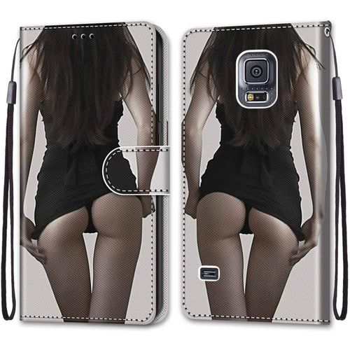 Coque En Pu Cuir Pour Samsung Galaxy S5 5.1" ¿¿Tui Flip Cover Clapet De Protection Portefeuille Avec Motif Upskirt Housse Magn¿¿Tique Case Wallet Antichoc Cover Pour Samsung Galaxy S5 5.1