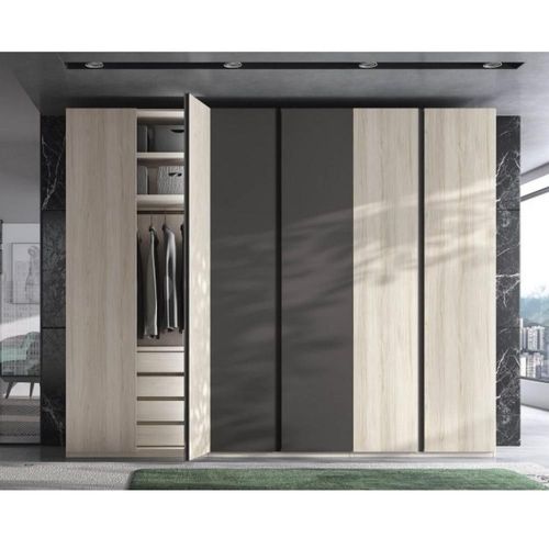 Armoire 6 Portes Poignée Perfil Standard 268,4 X 240 Cm 4 Tiroirs Couleur Tundra Pizzara Laquée