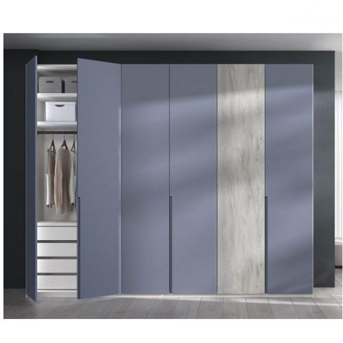 Armoire 6 Portes Poignée Sare 238,4 X 220 Cm 4 Tiroirs Structure Polar Façade Cosmic Cobalto Laquée
