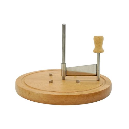 Fackelmann 56773 Girolle À Fromage Avec Plateau En Bois, Girolle Pour Tête De Moine, Coupe Fromage Rotatif, Bois, Acier Inoxydable, 22 X 12,5 Cm