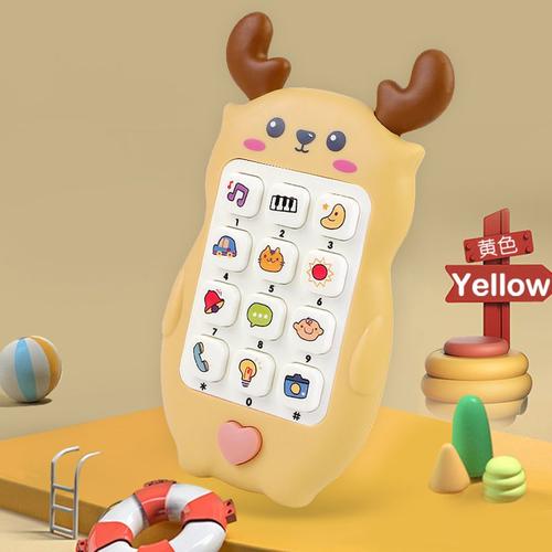 Téléphone jouet pour bébé avec son musical,jouets de sommeil pour bébé, jouets de simulation TeWindsor,cadeaux pour enfants précoces - Type deer  yellow #B
