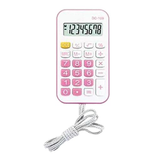 Calculatrice de poche Mini Petit Portable pour les étudiants Fournitures de bureau scolaires avec corde rose