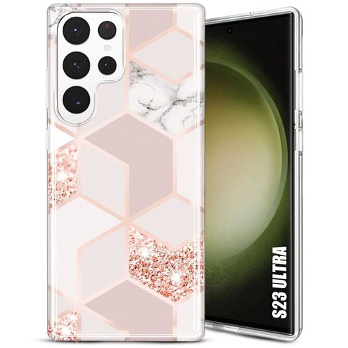 Coque Pour Samsung Galaxy S23 Ultra, Motif Marbre Rose Protection Léger Slim Souple Antichoc - E.F.Connection