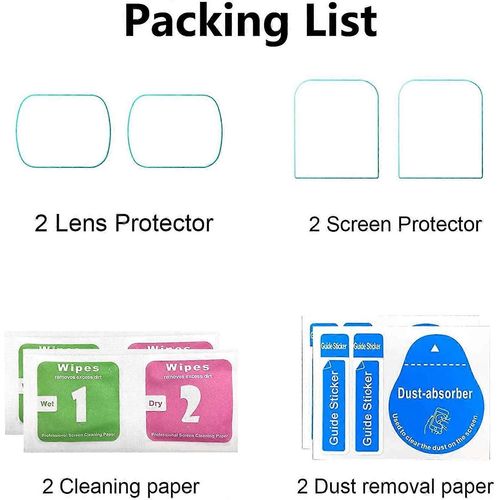 Pack de 4 protecteurs d¿écran d¿objectif pour DJI Osmo Pocket 2 et appareil photo de poche, accessoires de couverture de film de protection en verre trempé de dureté 9H