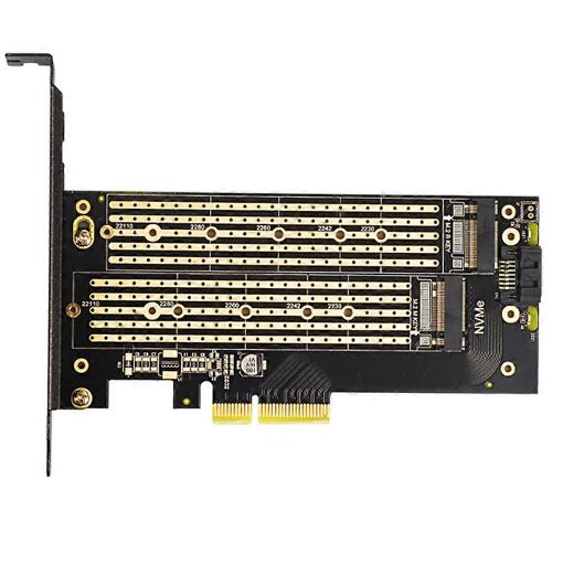 JEYI SK6 M.2 Dual M.2 PCIE 4.0 Adaptateur pour SSD NVMe / NGFF, NVM...
