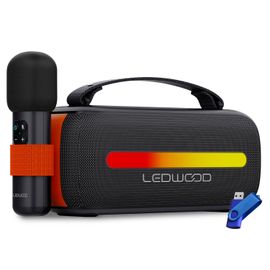 Enceinte portable Hifi Autonome 130W Ledwood ACCESS130 Effet LED, Buetooth USB, Fonction Karaoké avec Micro sans fil+Clé 32G