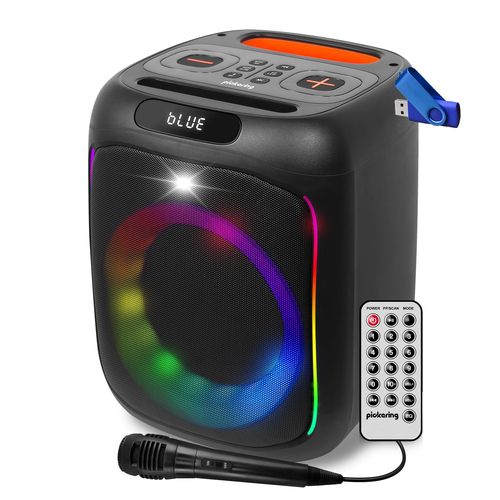 Enceinte Sono Autonome sur batterie à LED - Pickering SOUNDKUB160 - 160W, Bluetooth USB RADIO FM, Effet STROBE, Micro+Clé 32G