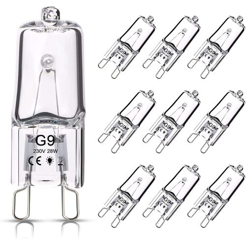 Gothicana By Emplamps Halogene (10 Pièces), G9 Ampoule Halogene, 28w 230v, 370lm 2800k Blanc Chaud Dimmable, Lampe À Capsule Transparente Pour Lustres, Lampes D'armoire, Lampes De Paysage, Appliques