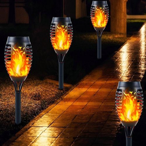 Gothicana By Emplot De 4 Lampes Solaires À Del Pour Jardin, Extérieur, Lumières Led Chaudes Scintillantes, Étanches, Décorations De Jardin, Éclairage Paysager, Allumage Automatique Pour Décoration De