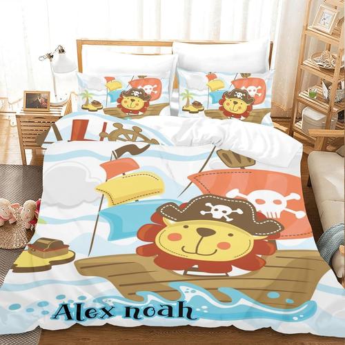 Pirate Capitaine Lion Parure De Lit Personnalis¿¿E Oreiller Doux Cadeau Personnalis¿¿ Chambre D'enfant Housse De Couette S