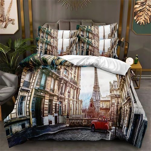 Housse De Couette ¿¿ Motif De Construction Moderne, Ensemble De Literie Pour Chambre ¿¿ Coucher S, Paris, Tour Eiffel