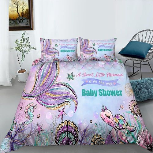 Housse De Couette Pour Filles, Monde Sous-Marin De R¿ºve, Paillettes, Queue De Sir¿¿Ne, Tortue, Motif Hippocampe, Housse De Couette, Literie Se