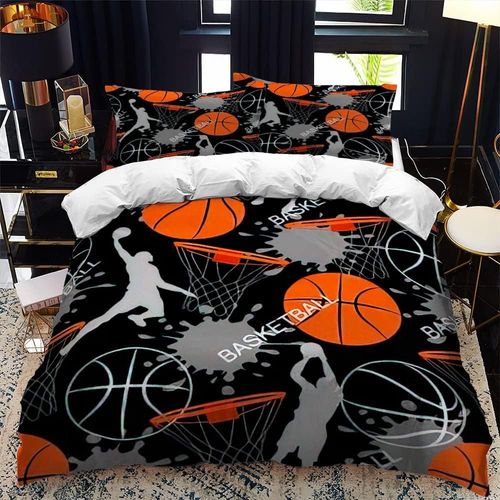 Housse De Couette ¿¿ Motif De Basket-Ball Pour Enfants, Housse De Couette, Th¿¿Me Sport, Pour Gar?Ons Et Adolescents, En Microfibre Douce, S