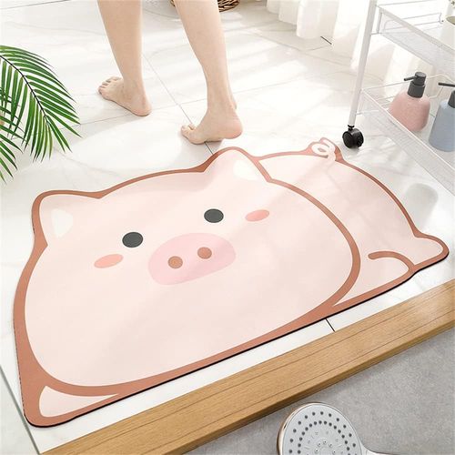 Tapis De Bain Cochon Rose ¿¿ S¿¿Chage Rapide, Mignon, Dessin Anim¿¿, Tapis De Sol Super Absorbant, Antid¿¿Rapant, Pour Toilettes Et Douche, Doux F