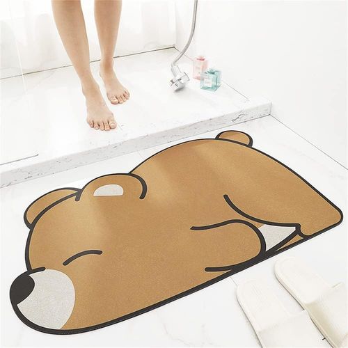 Tapis De Salle De Bain Ours Brun Dessin Anim¿¿, Tapis De Bain Antid¿¿Rapant ¿¿ S¿¿Chage Rapide, Tapis De Sol De Salle De Bain Super Absorbant