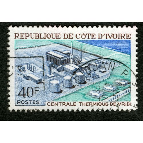 Timbre Oblitéré République De Cote D'ivoire, Centrale Thermique De Vridi, 40 F, Postes