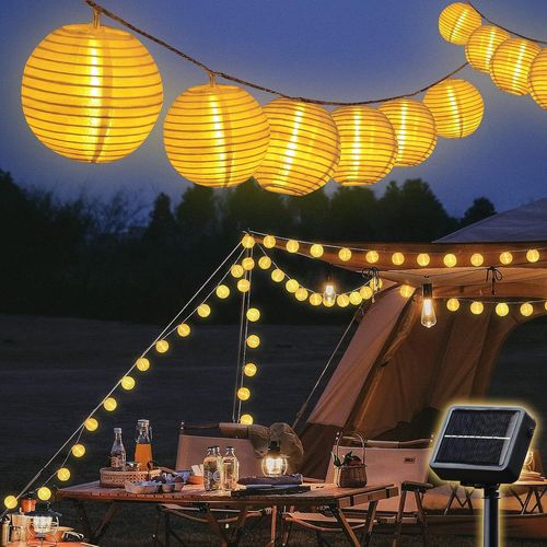 Gothicana By Emp10 M Solaire Guirlande Lumineuse 40 Leds Étanche Lampe Lanterne, Guirlande Lampions Led Imperméable Lumières Féériques De Décoration Pour Jardin Fête Noël Halloween Décoration - Blanc