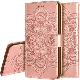 Huawei Honor 10 ¿¿Tui Mandala Embossed Cuir Bookstyle Flip Porte-Cartes De Cr¿¿Dit Portefeuille Magn¿¿Tique Closure Stand Housse Coque Pour Huawei Honor 10 Mandala Rose Gold Ld