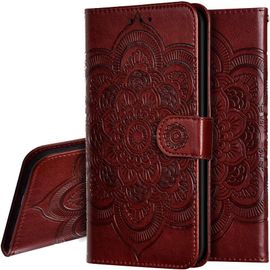 Huawei Honor 10 ¿¿Tui Mandala Embossed Cuir Bookstyle Flip Porte-Cartes De Cr¿¿Dit Portefeuille Magn¿¿Tique Closure Stand Housse Coque Pour Huawei Honor 10 Mandala Brown Ld