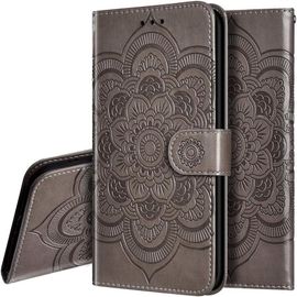 Huawei Honor 10 ¿¿Tui Mandala Embossed Cuir Bookstyle Flip Porte-Cartes De Cr¿¿Dit Portefeuille Magn¿¿Tique Closure Stand Housse Coque Pour Huawei Honor 10 Mandala Grey Ld