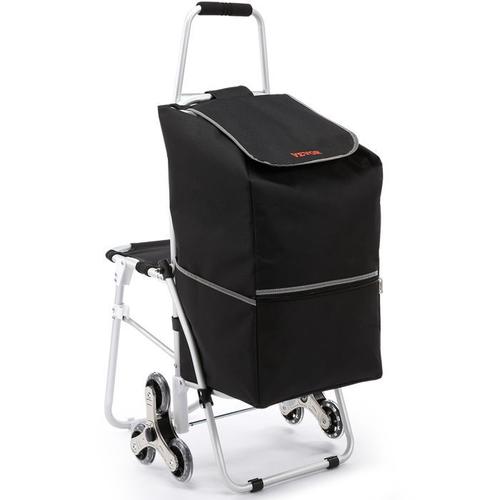 Chariot de Courses Pliable - VEVOR - Diable Pliable 50 L - avec Sac et Siège Étanches