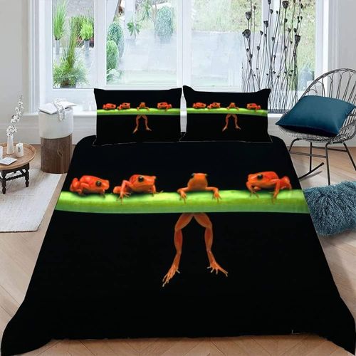 Housse De Couette Rouge Grenouille Roi Literie Housses De Couette Branche Verte Enfants Ensembles De Couette Pi¿¿Ces Ensemble De Couette Avec Fermeture ¿¿ Glissi¿¿Re A
