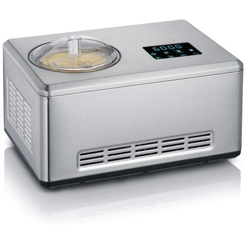 ChenQuanSarl-Sorbetière 2-En-1 180 W, Sorbetière Électrique Et Yaourtière Avec 2 Récipients Inclus, Machine À Glace Avec Livre De Recettes, Inox, Ez 7406, Argent