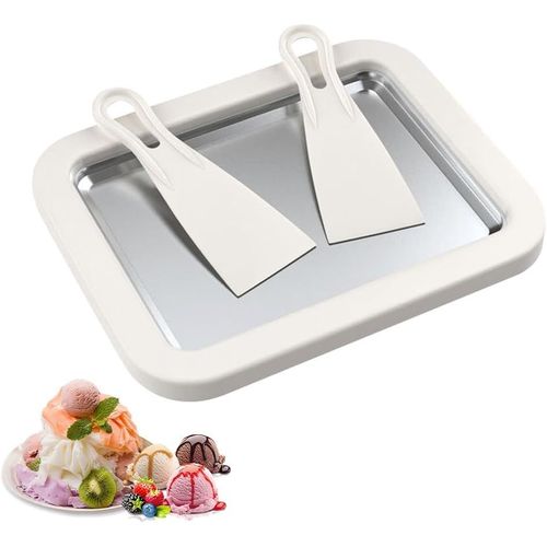 ChenQuanSarl-Machines À Glace Et Sorbetières, Sorbetière,Machine A Glace, Sorbetière, Plaque À Glace Roulée, Ice Roll Plaque, Plaque Pour Glace Roulée, En Acier Inoxydable Pour Yoghourt Glacé (Blanc)