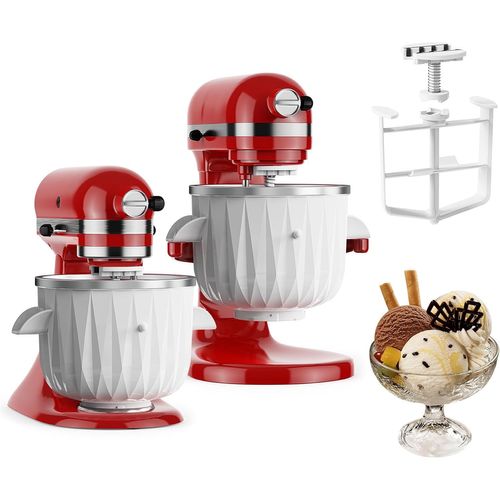 ChenQuanSarl-Accessoire Pour Machine À Glace Pour Kitchenaid Mixer, Compatible Batteur Sur Pied Ou Inclinable De 4,5 Qt Et Plus, Bol De Yaourt Glacé, Gelato Et Sorbet De 2 Qt Pour Kitchenaid Accessoi