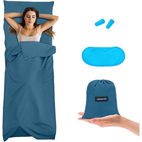 Chenquansarl-Drap De Sac De Couchage Léger, Sac De Couchage De Drap Avec Compartiment Pour Oreiller, Drap De Sac De Couchage Léger Et Portable Pour Voyage Hôtel Camping