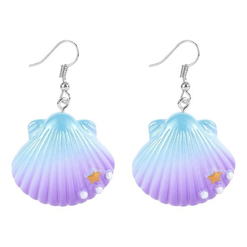 1 Paire De Boucles D'oreilles De Pendentif En Coquille En Plastique Pour Femmes Et Filles