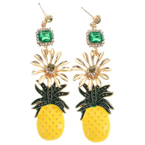 Long Alliage Ananas Oreille ¿¿Talon Diamante D¿¿Cor Enveloppe Les Boucles D'oreilles Joaillerie Accessoires Pour Les Filles