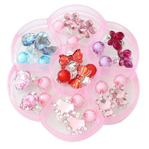 7 Paies Boucles D'oreilles Enfants Little Kids Accessory Clip-On Boucles D'oreilles Girls Ear Drops Clip-On Bijoux