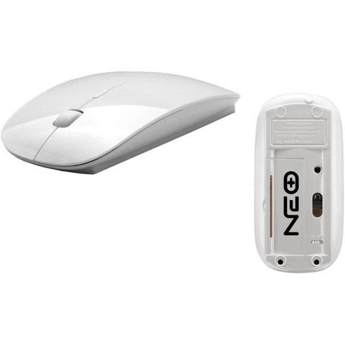 CLOUDDS_Slim Mini Souris Optique Sans Fil Avec Récepteur Usb 2.4G Pour Ordinateurs Portables/Pc De Bureau Xp/Vista/Windows 7/Windows 10/Macintosh. Panneau Double Face-Couleur Blanche À Fini Brillant