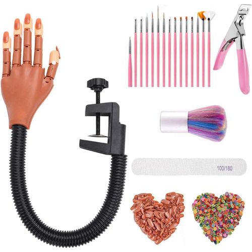 Ytseazn-Main D'apprentissage Pour Nail Art,Maquillage,Manucure,Entraînement Professionnel,Avec 100 Faux Ongles 