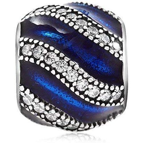 Ytseazn-Argent Sterling 925 Spacer Charm Anniversaire Charm Charm Noël Charm Pour Panodra Charms Bracelet - Bleu