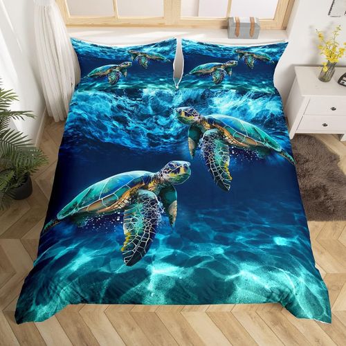 Housse De Couette En Forme De Tortue De Mer, Ensemble De Literie, Vie Marine Tropicale Hawa?Enne, Pour Enfants, Adolescents, Gar?Ons Et Filles, D¿¿Cor De Chambre, Th¿¿Me My