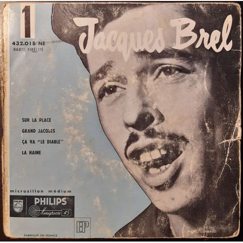 Disque Vinyle 45t Jacques Brel N°1 - Sur La Place