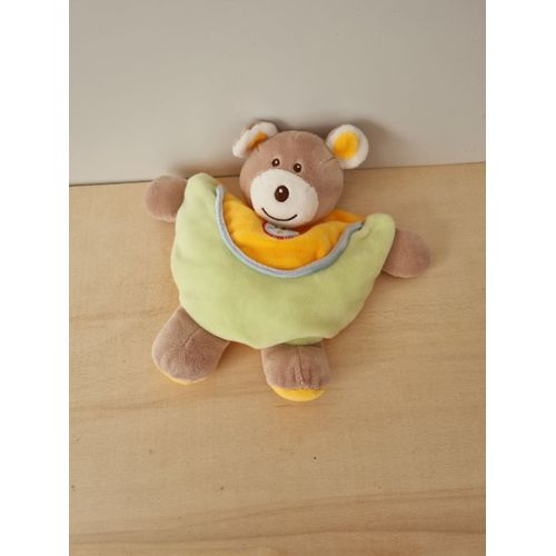 Doudou Ours Orange Vert Ajena