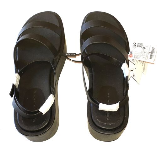Sandales De Ville À Lanières Sur Le Dessus Et Semelle De 5cm - 100%Polyuréthane Doublure 100%Polyester - Noires - Taille 41 - Pull & Bear Collection