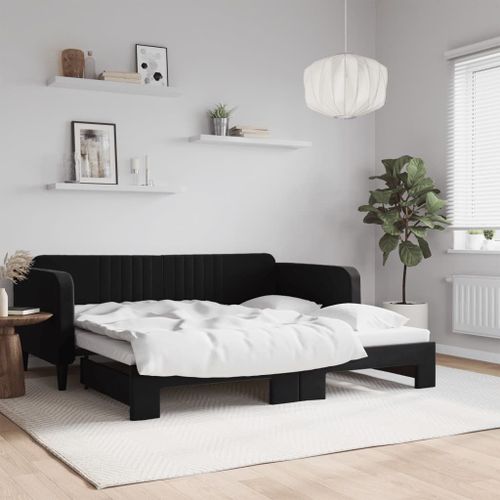 Vidaxl Lit De Jour Avec Lit Gigogne Noir 90x190 Cm Velours