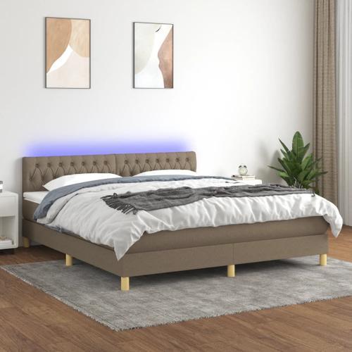 Vidaxl Sommier Tapissier Avec Matelas Et Led Taupe 180x200 Cm Tissu