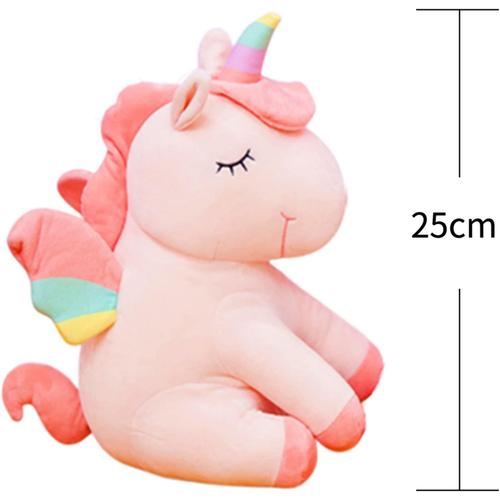 Licorne Doudou Peluche Douce Cheval Licorne Peluche Unicorn Plush,Noël De Cadeaux D'anniversaire Pour Filles(25cm,Rose)