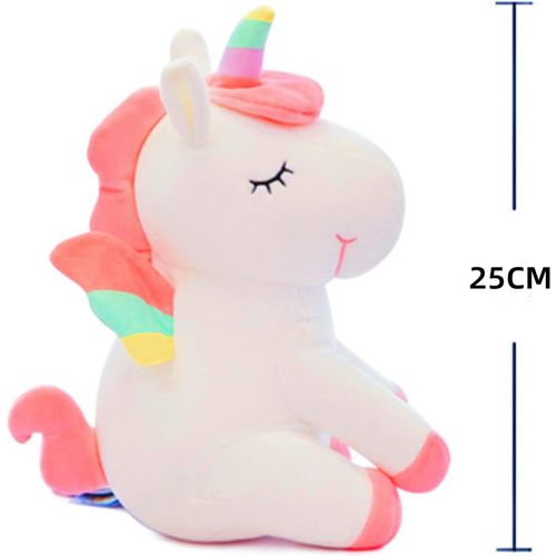 Licorne Doudou Peluche Douce Cheval Licorne Peluche Unicorn Plush,Noël De Cadeaux D'anniversaire Pour Filles(25cm,Blanc)