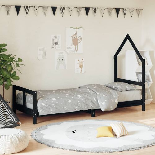 Vidaxl Cadre De Lit Pour Enfants Noir 80x200 Cm Bois De Pin Massif