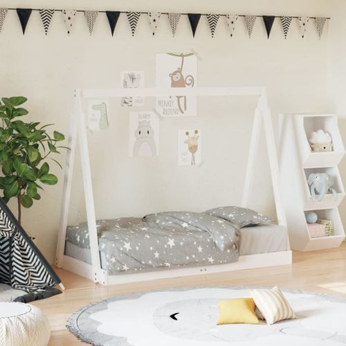 Vidaxl Cadre De Lit Pour Enfant Blanc 70x140 Cm Bois De Pin Massif